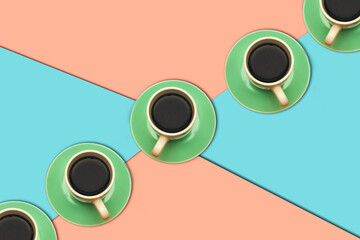 cup coffee isolated on colorful background