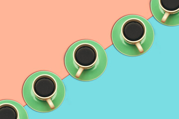 cup coffee isolated on colorful background