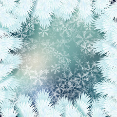 Festive frame with fir. Christmas background. Vector