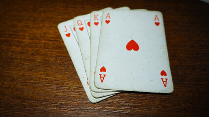 Obraz premium Big straight in poker game.