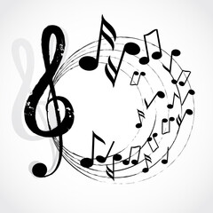 Various music notes on stave vector illustration. Music concept