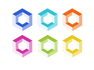 Company Logo Cube Geometric Hexagon 3D Minimalist design on white background Optical Ilusion for Technology corporation