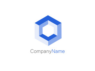 Company Logo Cube Geometric Hexagon 3D Minimalist design on white background Optical Ilusion for Technology corporation