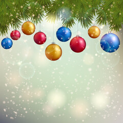 Merry Christmas background. Christmas Lights festive design. Vector illustration