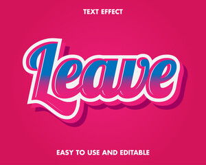 Editable text effect - leave style