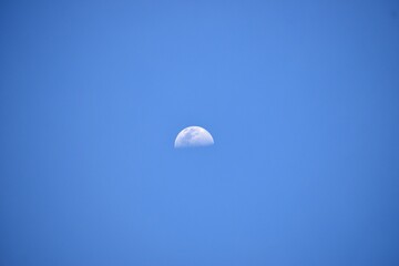 the moon in the blue sky