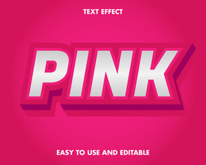 Editable text effect - pink 3d style