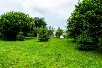 Naklejka premium Panoramic view in Gura Humorului, Suceava county, Bucovina, Romania.