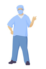 A doctor, a surgeon in a suit and a medical mask.  Vector image isolated on a white background.