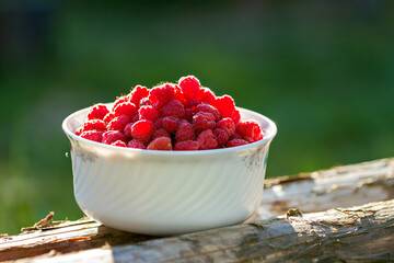 fresh raspberries in a bowl