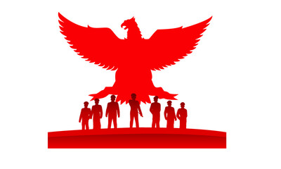 Indonesian Holiday Pancasila Day Illustration. Translation: October 01st, The Teks wrote with the Indonesian Language with translation: Happy Pancasila day.