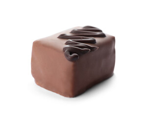 Delicious milk chocolate candy isolated on white