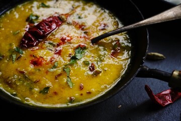 Dal Tadka /Daal fry-Indian lentil curry with Jeera rice