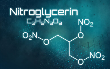 Chemical formula of Nitroglycerin on a futuristic background