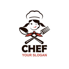 chef woman design with spoon and fork isolated on white background