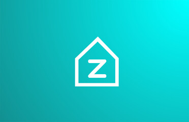 Fototapeta na wymiar Z alphabet letter logo icon for company and business with green white house design