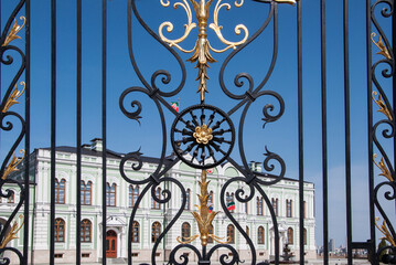 The patterns on the gate in front of the President's Palace