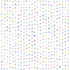 Repeating triangle confetti background. Stylish modern colorful geometric triangular pieces set. Seamless triangle pattern background for textile, tile, wallpaper, wrapping paper, t-shirt, bag, tile