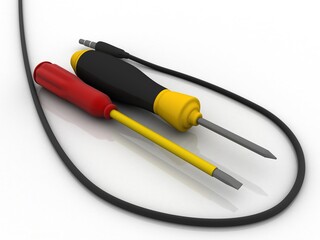 3d rendering screwdriver with aux cable