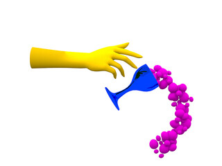  Flying elements background lights neon style modern concept abstract decoration frame place. Abstract liquid colorful shapes. Realistic human hand.