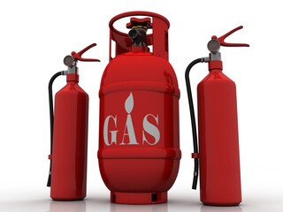 Obraz premium 3d illustration Fire Extinguisher with Gas Cylinder 