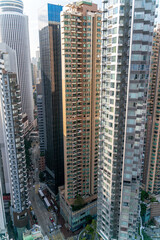 Obraz premium The amazing view of Hong-Kong cityscape full of skyscrapers from the rooftop.