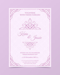 Invitation card vector design vintage style with soft pink color