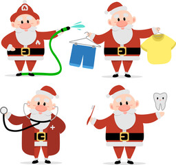 SANTA CLAUS  WORKING JOBS FIREMAN DOCTOR DENTIST CLOTHING SHOP