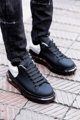 male model on clothes and shoes