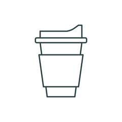 disposable paper cup with lid, line icon