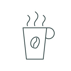 tall cup with hot drink, line icon