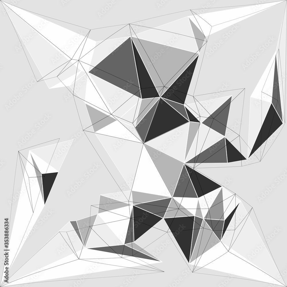 Poster abstract geometric triangle design background using different triangular style patterns, vector illu