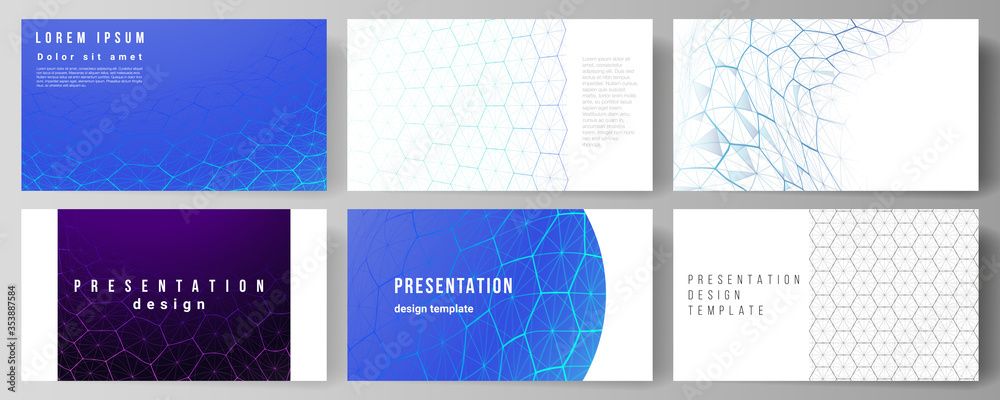 Poster vector layout of the presentation slides design business templates. digital technology and big data 