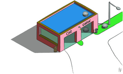 vector illustration of a modern building garage