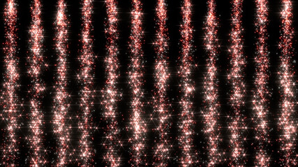 Light waterfall fireworks star particle 3D illustration background.