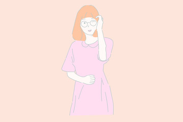 Pretty girl cheerful and poses vector.