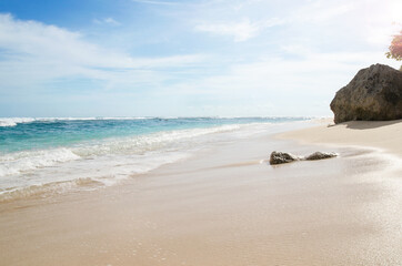 Beach scene with sand, sea and sky