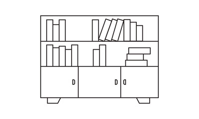 Bookcase, bookshelf, school, library, furniture, university, cabinet free vector icon
