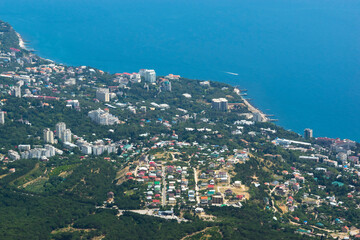 Fototapeta premium Seascape from Mount Ai-Petri. View of the sea and residential areas.