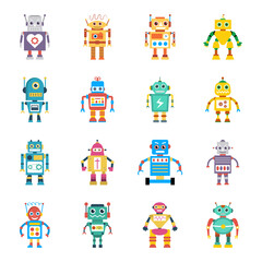 
Bionic Person Flat Icons Set
