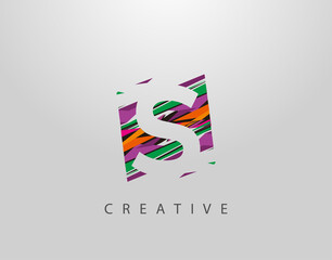 Creative S Letter Logo. Modern Abstract Geometric Initial S Design, made of various colorful pop art strips shapes