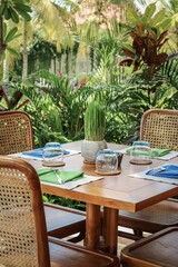 Served table at summer terrace