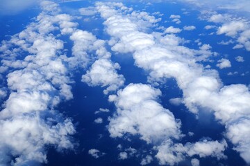 Top View of Clouds in the Winter Season from Airplane Window.