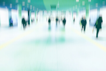 Abstract Blurred of People Walking in Subway Station Background.