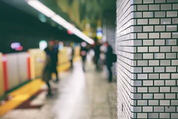 Blurred Subway Platform in Sapporo, Japan.