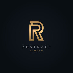 R Letter Premium Logo Monogram Template. gold color R Letter Icon design for luxury brand identity.
