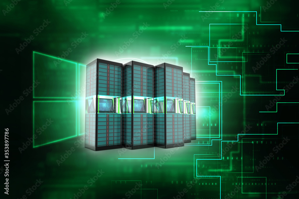 Poster 3d rendering database storage data base