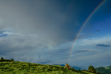 Double Rainbow on a blue sky, after the rain.
