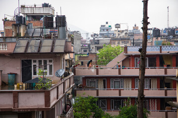 High-rise Buildings with Laundry in the Rain in Kathmandu Nepal