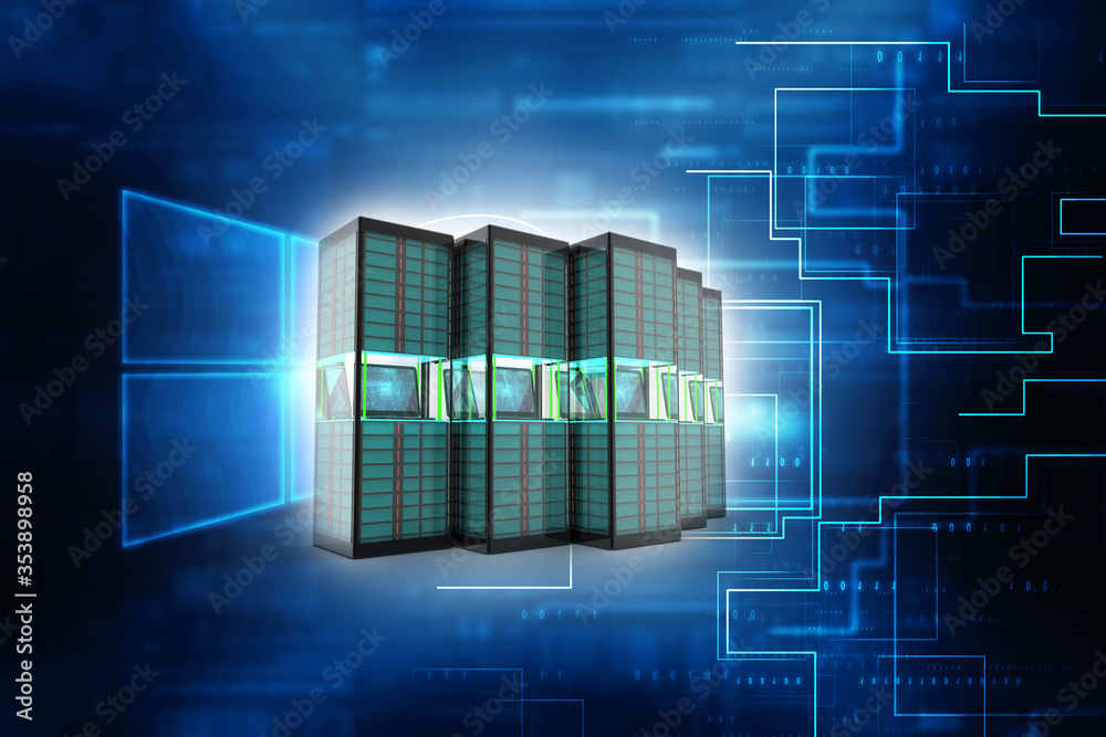 Poster 3d rendering database storage data base